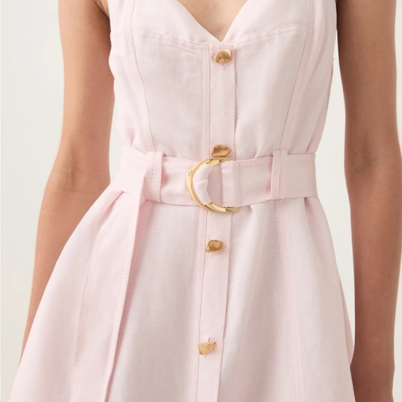 AJE Clay Belted Midi Dress in Pastel Pink, AU 6 / US 2 - Picture 2 of 13